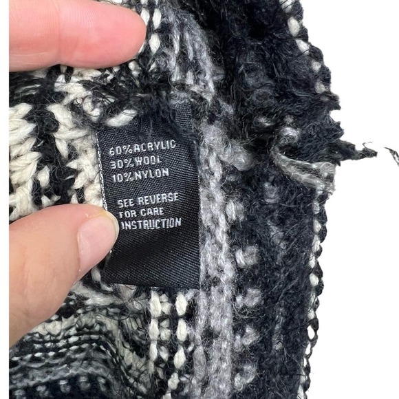 Cliche Couture Wool Blend Chunky Cable Knit Poncho Cowl Neck Oversized Boho S - Picture 4 of 7